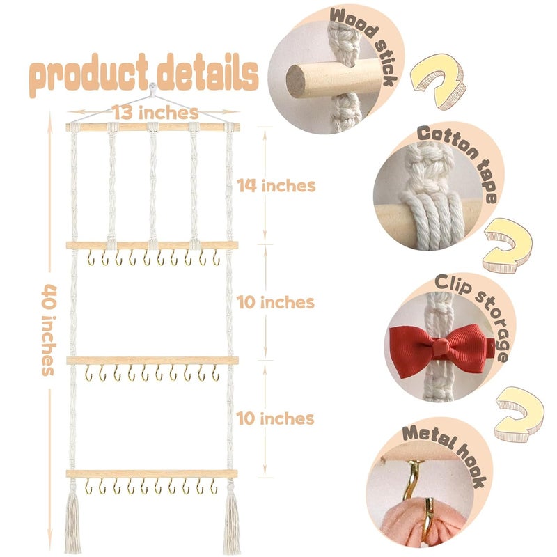 ALinmo Headband Holder Hair Bows Organizer for Girls, Baby Headbands Hair Accessories Organizer Storage Wall Hanging Decor for Toddler Girls Room - Image 2
